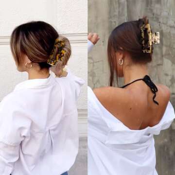 Wekin Large Hair Claw Clips for Thick Hair, 2 Pack Tortoise Hair Clips, Acrylic Celluloid French Butterfly Jaw Clips, Strong Hold for Women Girls