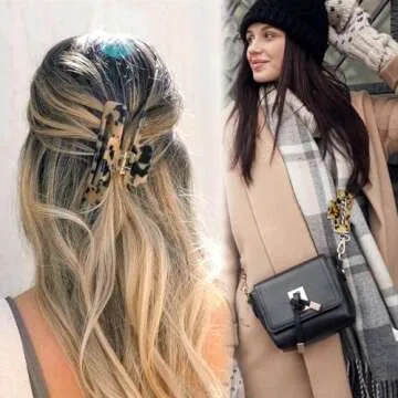 Wekin Large Hair Claw Clips for Thick Hair, 2 Pack Tortoise Hair Clips, Acrylic Celluloid French Butterfly Jaw Clips, Strong Hold for Women Girls