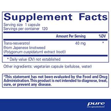 Pure Encapsulations Resveratrol - Cardiovascular, Cellular Health & Memory Support* - 40 mg Trans-Re...
