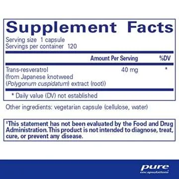 Pure Encapsulations Resveratrol - Cardiovascular, Cellular Health & Memory Support* - 40 mg Trans-Re...