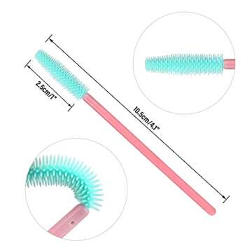 GCQQ 50PCS Silicone Mascara Wands, Disposable Soft Lash Spoolies for Eyelash Extensions and Brows (P...