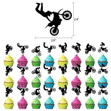 24 Racing Car Motorcycle Party Cake Cupcake Toppers