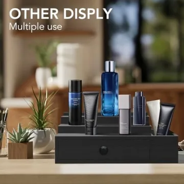 3 Tier Cologne Stand Organizer Velvet Lined Drawer Compartments