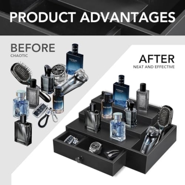 3 Tier Cologne Stand Organizer Velvet Lined Drawer Compartments