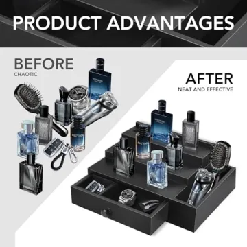 3 Tier Cologne Stand Organizer Velvet Lined Drawer Compartments