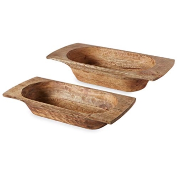 Mango Wood Dough Bowl Set for Rustic Home Decor