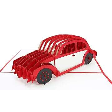 PopLife VW Bug Pop Up Card for All Occasions - Happy Birthday, Congratulations, Retirement, Work Ann...