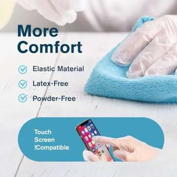 Ridex Disposable Gloves Latex-Free Clear Vinyl Gloves [100-Count] Powder-Free All-Purpose Gloves, Dispenser Box Gloves 100 Pieces - Size X-Large Glove Medical