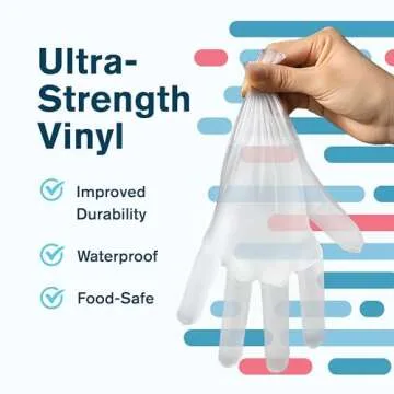 Ridex Disposable Gloves Latex-Free Clear Vinyl Gloves [100-Count] Powder-Free All-Purpose Gloves, Dispenser Box Gloves 100 Pieces - Size X-Large Glove Medical