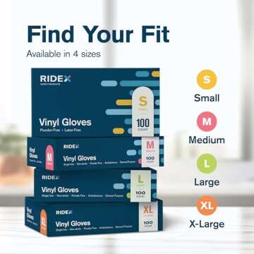 Ridex Disposable Gloves Latex-Free Clear Vinyl Gloves [100-Count] Powder-Free All-Purpose Gloves, Dispenser Box Gloves 100 Pieces - Size X-Large Glove Medical