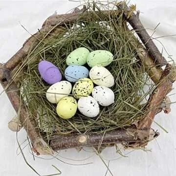 LWINGFLYER 20pcs Artificial Bird Eggs Craft for Home Decor Garden Ornaments Speckled Fake Foam Bird Eggs for Wedding Party Decorative Photography Prop (20)