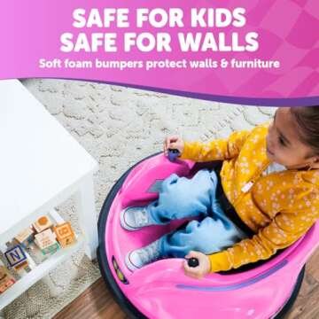 Flybar FunPark 6V Bumper Car for Toddlers, Electric Toddler Ride On Toys for Kids, Baby, Ages 1.5-4 Years, LED Lights, 360 Degree Spin, Supports up to 66 pounds (No Remote), Large, 6v Pink/Purple