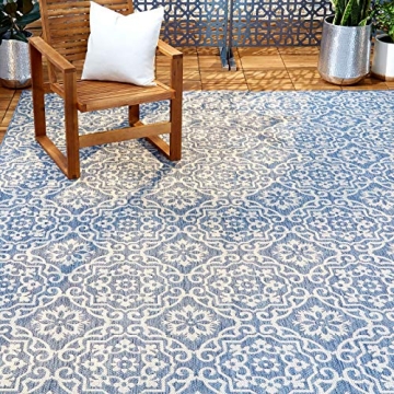 Nicole Miller New York Patio Country Danica Transitional Geometric Indoor/Outdoor Area Rug, Blue/Gre...