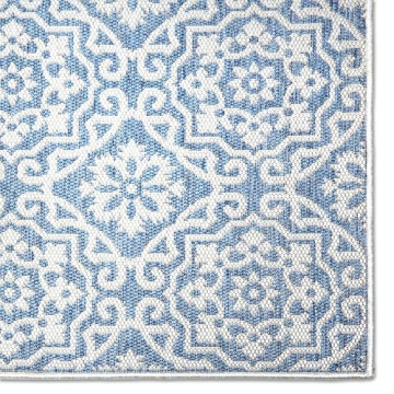 Nicole Miller New York Patio Country Danica Transitional Geometric Indoor/Outdoor Area Rug, Blue/Grey, 5'2"x7'2"