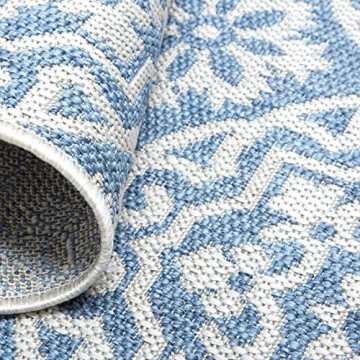 Nicole Miller New York Patio Country Danica Transitional Geometric Indoor/Outdoor Area Rug, Blue/Grey, 5'2"x7'2"