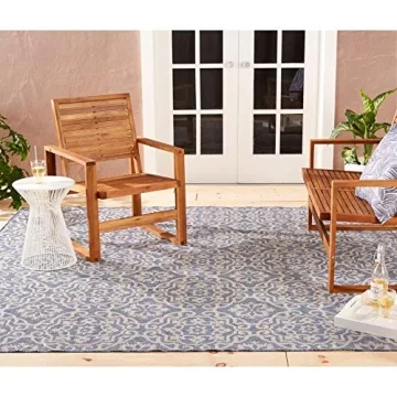 Nicole Miller New York Patio Country Danica Transitional Geometric Indoor/Outdoor Area Rug, Blue/Grey, 5'2"x7'2"