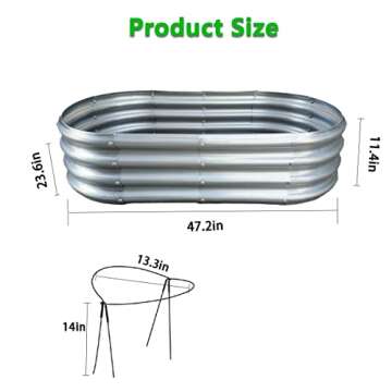 COATTOA Raised Garden Bed, Outdoor Galvanized Planter Boxes, Galvanized Garden Beds Outdoor with Metal Plant Stakes, Large Raised Garden Stock Tank, Garden Beds for Vegetables Planter 4×2×1ft