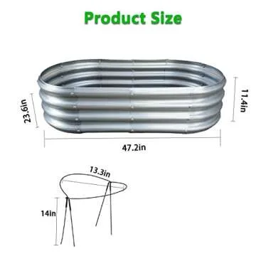 COATTOA Raised Garden Bed, Outdoor Galvanized Planter Boxes, Galvanized Garden Beds Outdoor with Metal Plant Stakes, Large Raised Garden Stock Tank, Garden Beds for Vegetables Planter 4×2×1ft