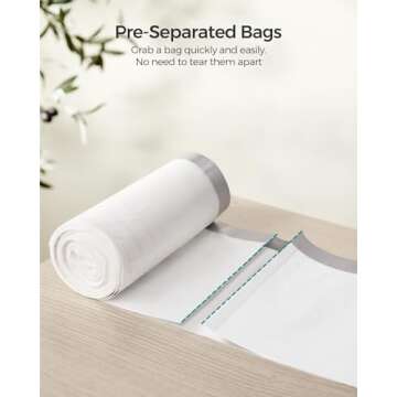 SONGMICS Trash Bags for 8-Gallon (30L) Trash Cans, 90 Count Drawstring Kitchen Garbage Bags, Pre-Separated, Liner Code 30A, 2 Rolls, White UKRB30A02