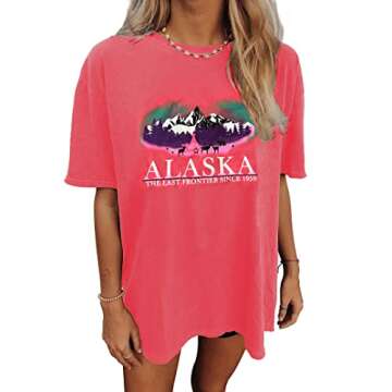 CSDAJIO Women's Graphic Oversized Tshirt Vintage Half Sleeve Round Neck Baggy Tee Summer Casual Tuni...