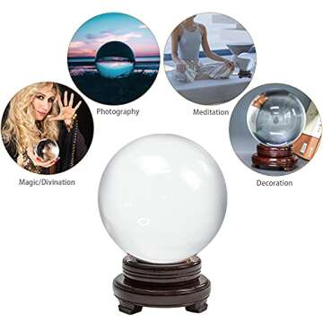 awagas K9 Crystal Ball 150mm(6 inch) Clear Crystal Ball Artificial Glass Crystal Ball Magic Healing ...