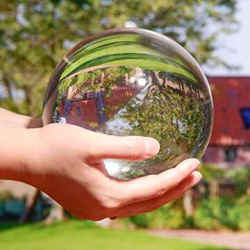 awagas K9 Crystal Ball 150mm(6 inch) Clear Crystal Ball Artificial Glass Crystal Ball Magic Healing Crystal Sphere Ball Lense Ball with Wooden Stand for Meditation Divination Healing Photography Decor