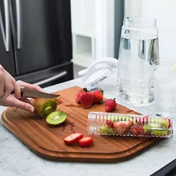 Fruit And Tea Infusion Water Pitcher - Ice Ball Maker - Infused Water Recipe eBook - Includes Shatterproof Jug, Fruit Infuser and Tea Infuser - White