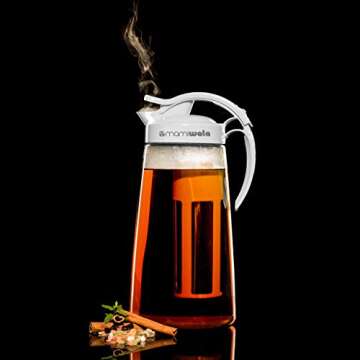 Fruit And Tea Infusion Water Pitcher - Ice Ball Maker - Infused Water Recipe eBook - Includes Shatterproof Jug, Fruit Infuser and Tea Infuser - White