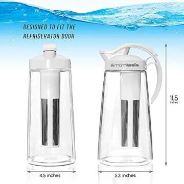 Fruit And Tea Infusion Water Pitcher - Ice Ball Maker - Infused Water Recipe eBook - Includes Shatterproof Jug, Fruit Infuser and Tea Infuser - White