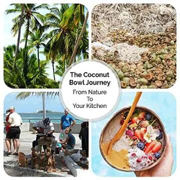 FACHIKO SUPERMOMS Coconut Bowl and Spoon Set – Sustainable and Organic Option for Smoothie Bowls, Acai, Buddha and Salad Bowls – Benefits the People and Our Planet While Promoting a Healthy Lifestyle