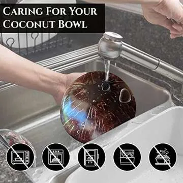 FACHIKO SUPERMOMS Coconut Bowl and Spoon Set – Sustainable and Organic Option for Smoothie Bowls, Acai, Buddha and Salad Bowls – Benefits the People and Our Planet While Promoting a Healthy Lifestyle