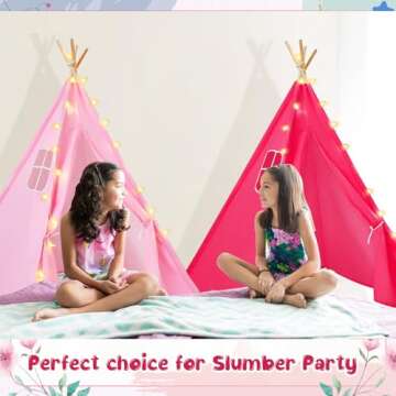 Enchanting Woanger Kids Teepee Tent with LED Star Lights