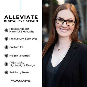 Swanwick Blue Light Blocking Glasses for Eye Strain Relief
