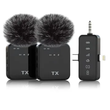 PQRQP Wireless Lavalier Microphone, Lapel Mic with Lightning, USB-C, Noise Canceling for Recording, ...