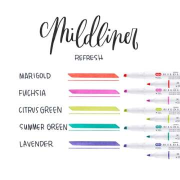 Zebra Pen Mildliner, Double Ended Highlighter, Broad and Fine Tips, Assorted Refresh Colors, 5-Count