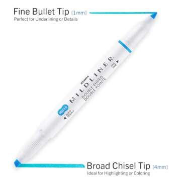 Zebra Pen Mildliner, Double Ended Highlighter, Broad and Fine Tips, Assorted Refresh Colors, 5-Count