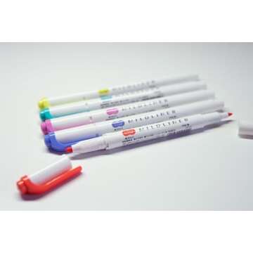 Zebra Pen Mildliner, Double Ended Highlighter, Broad and Fine Tips, Assorted Refresh Colors, 5-Count