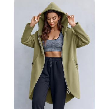 Dyexces Womens Zip Up Hoodie Casual Long Hoodies for Women Tunic Sweatshirts Long Sleeve Winter Jackets with Pockets