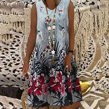 NMSL Maxi Dresses for Women Summer Classic and Comfortable Sleeveless Casual Independence Day Printe...