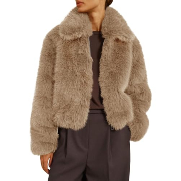 Tankaneo Women's Cropped Faux Fur Jacket - Warm, Chic Winter Outerwear