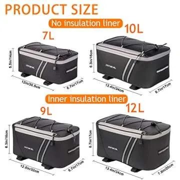 JXFUKAL 12L Insulated Rear Bike Rack Bag with Rain Cover