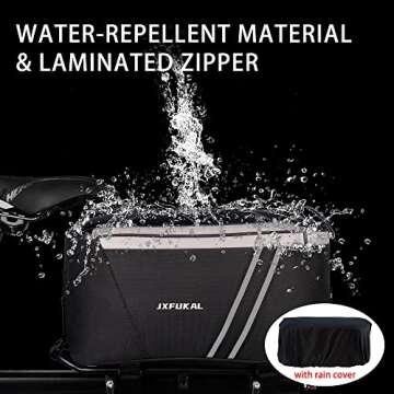 JXFUKAL 12L Insulated Rear Bike Rack Bag with Rain Cover