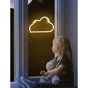 VagaryLight Cloud Neon Sign Cloud Light Aesthetic Room Decor for Teen Girls Warm White Cloud Wall Decorative Night Light for Bedroom Kids Room Home Decor Neon Light Battery and USB Powered (NECLD)