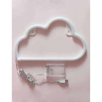 VagaryLight Cloud Neon Sign Cloud Light Aesthetic Room Decor for Teen Girls Warm White Cloud Wall Decorative Night Light for Bedroom Kids Room Home Decor Neon Light Battery and USB Powered (NECLD)