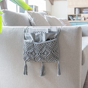 Mkono Macrame Sofa Organizer for Remotes and Magazines