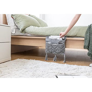 Mkono Macrame Sofa Organizer for Remotes and Magazines