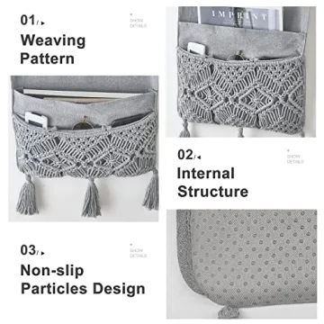 Mkono Macrame Sofa Organizer for Remotes and Magazines