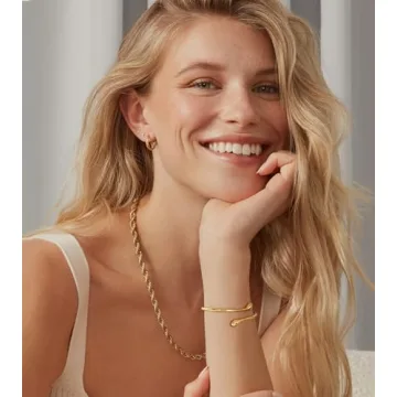 ENSKEFEN Adjustable Gold Teardrop Cuff Bracelet for Women