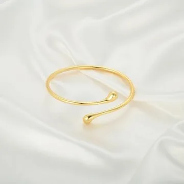 ENSKEFEN Adjustable Gold Teardrop Cuff Bracelet for Women
