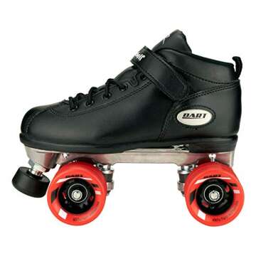 Riedell Dart Roller Skate - Quad Roller Speed Skates | Black | Size 3